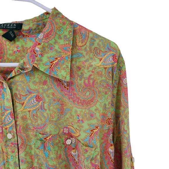 Lauren Ralph Lauren Women's Paisley Print Button-Up Shirt - 2X - Picture 2 of 5